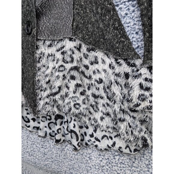 Sioni Patchwork Cardigan Size M Art to Wear Mixed Media Animal Print Boho Ribbed - Picture 5 of 10